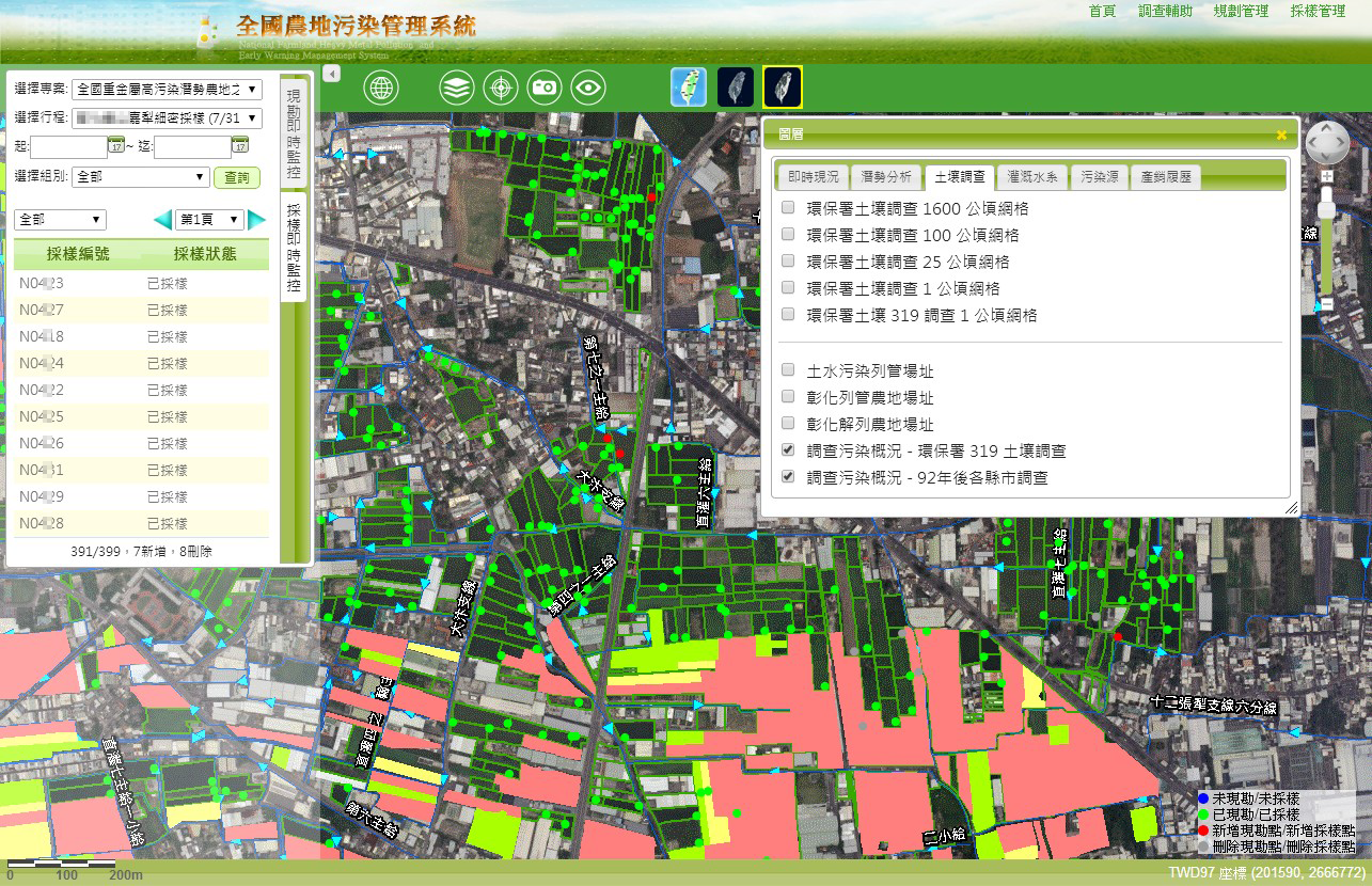  全國農地污染潛勢套疊與場址分布圖 